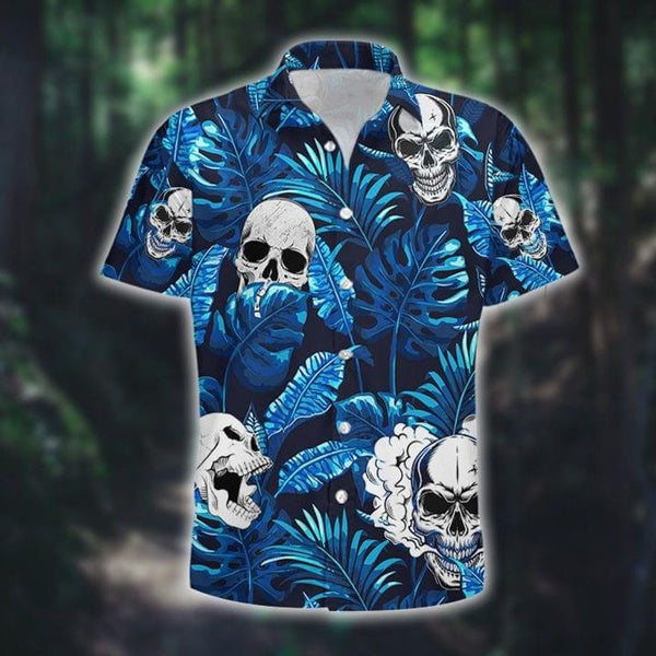 Skull Tattoo Hawaiian Shirt for Men Women Skeleton Short Sleeve