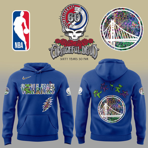Golden State Warriors Grateful Dead 60th Anniversary Blue Hoodie - UA95