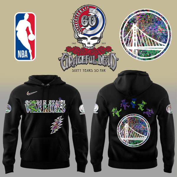 Golden State Warriors Grateful Dead 60th Anniversary Black Hoodie - CX15