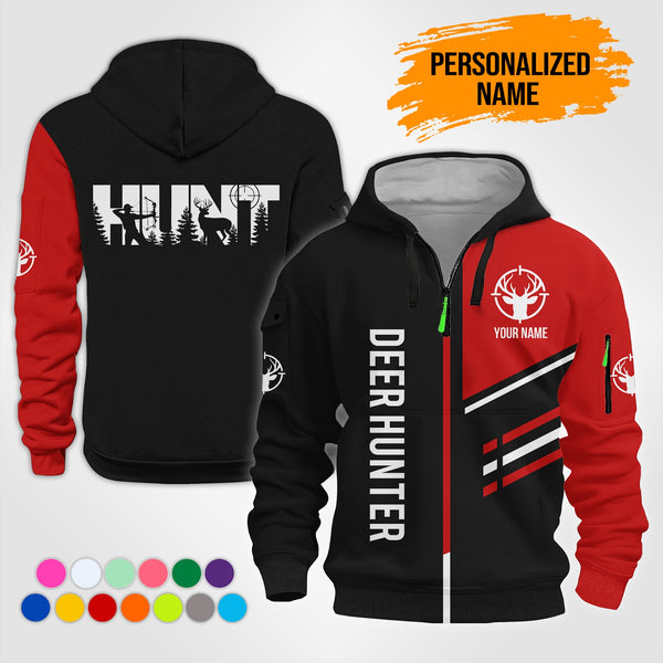 Personalized Name Deer Hunting 3D Printed Quarter Zip Hoodie NB51