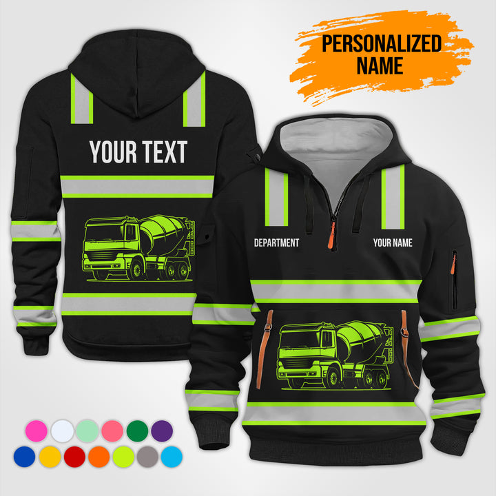 Love Heavy Equipment Truck Cemente Mixer Concrete Uniform Style Top Gift Man Quarter Zip Hoodie KS755