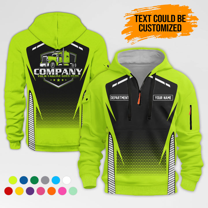 Personalized Name Semi Truck 3D Printed Quarter Zip Hoodie AZ314