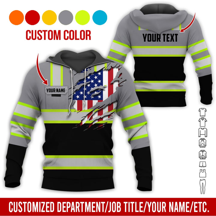 Personalized Name And Flag Heavy Equipment All Over Printed Clothes CN73