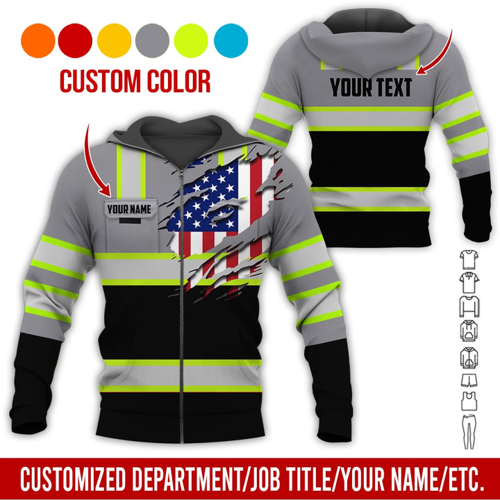 Personalized Name And Flag Heavy Equipment All Over Printed Clothes CN73