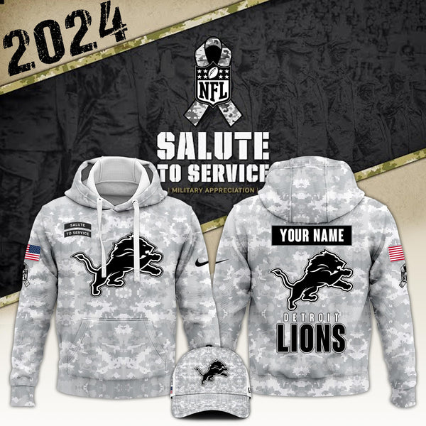 Arctic Camo Detroit Lions 2024 Salute to Service Club Hoodie 2024 Limited Edition