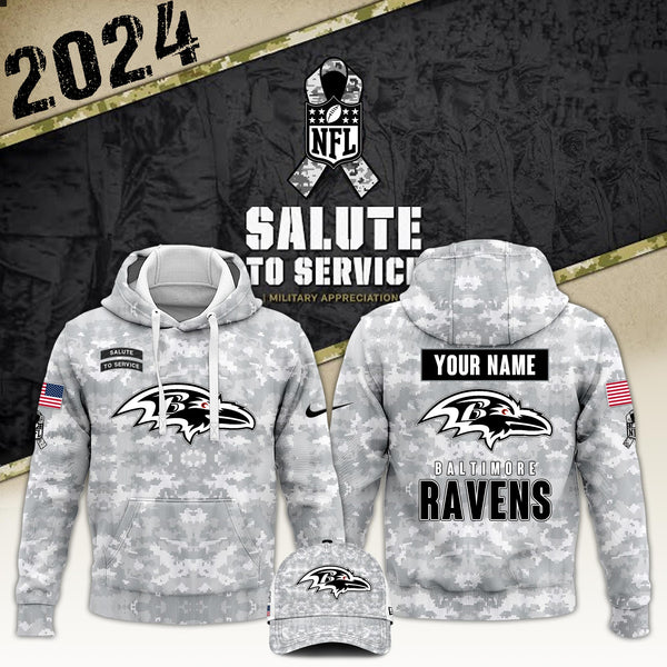 Baltimore Ravens Arctic Camo 2024 Salute to Service Club Hoodie 2024 Limited Edition