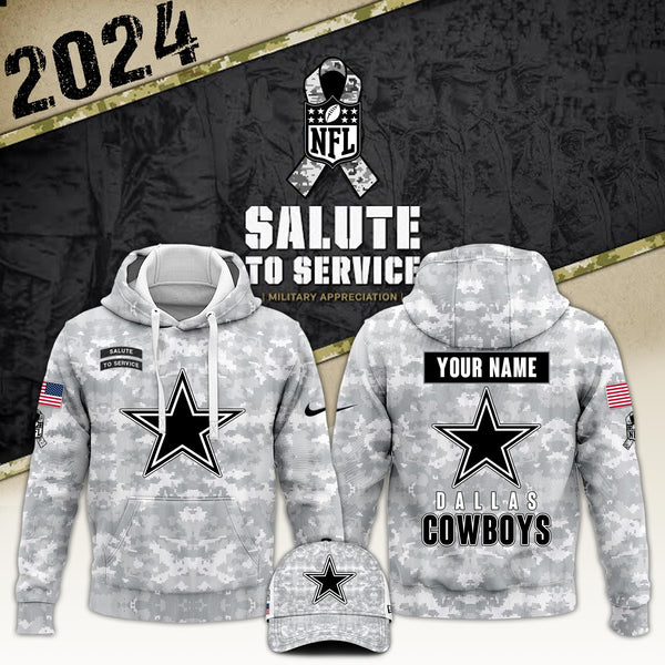 Dallas Cowboys Arctic Camo 2024 Salute to Service Club Hoodie 2024 Limited Edition