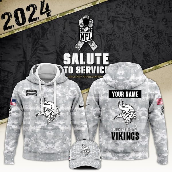 Minnesota Vikings Arctic Camo 2024 Salute to Service Club Hoodie 2024 Limited Edition