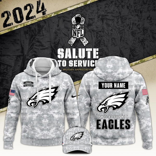 Philadelphia Eagles Arctic Camo 2024 Salute to Service Club Hoodie 2024 Limited Edition