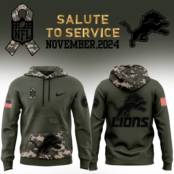 Detroit Lions 2024 Salute to Service Club Fleece Edition Hoodie