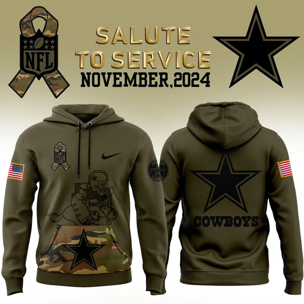 Men Dallas Cowboys Camo 2024 Salute to Service Club Fleece Pullover Hoodie