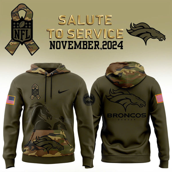 Men Denver Broncos Camo 2024 Salute to Service Club Fleece Pullover Hoodie