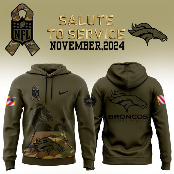 Men Denver Broncos Camo 2024 Salute to Service Club Fleece Pullover Hoodie