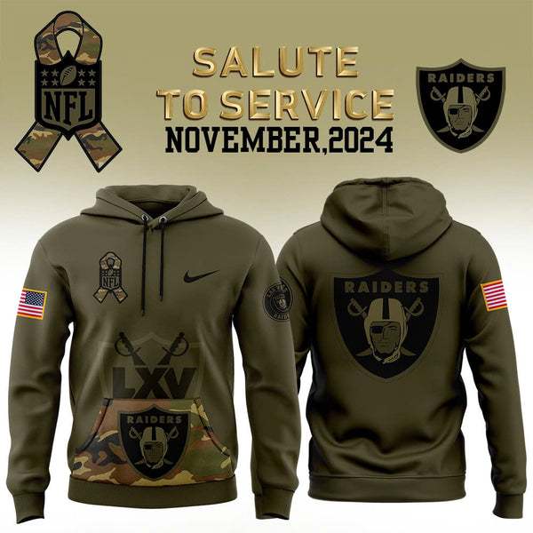 Men Las Vegas Raiders Camo 2024 Salute to Service Club Fleece Pullover Hoodie