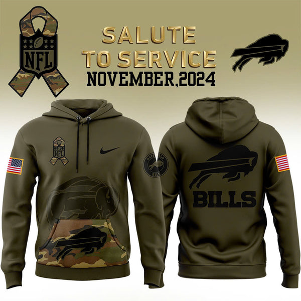 Men Buffalo Bills Camo 2024 Salute to Service Club Fleece Pullover Hoodie