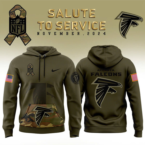 Men Atlanta Falcons Camo 2024 Salute to Service Club Fleece Pullover Hoodie