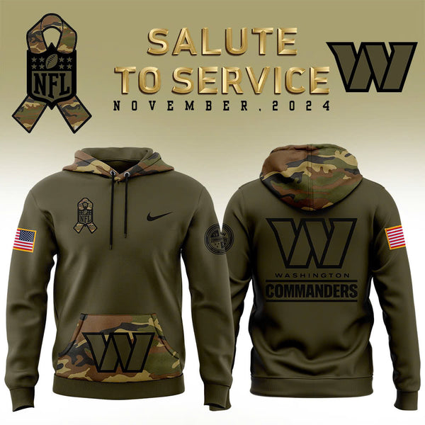 Men Washington Commanders Camo 2024 Salute to Service Club Fleece Pullover Hoodie