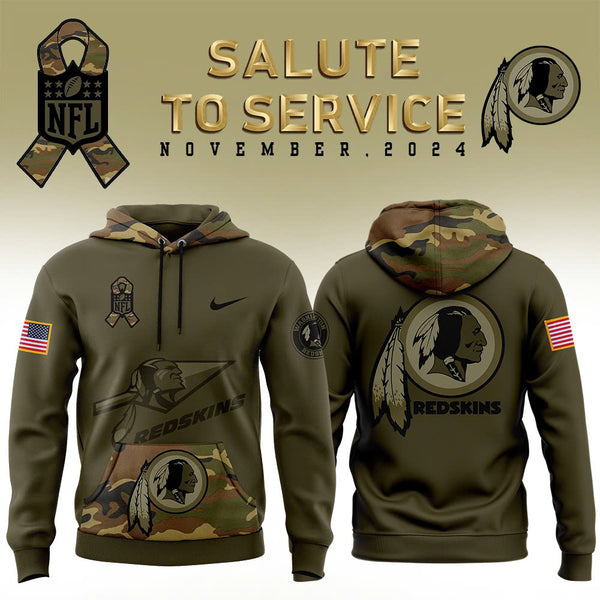 Men Washington Commanders Camo 2024 Salute to Service Club Fleece Pullover Hoodie