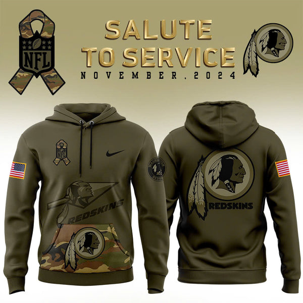 Men Washington Commanders Camo 2024 Salute to Service Club Fleece Pullover Hoodie