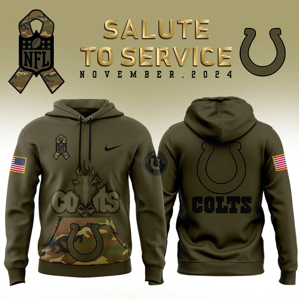 Men Indianapolis Colts Camo 2024 Salute to Service Club Fleece Pullover Hoodie