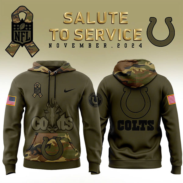 Men Indianapolis Colts Camo 2024 Salute to Service Club Fleece Pullover Hoodie