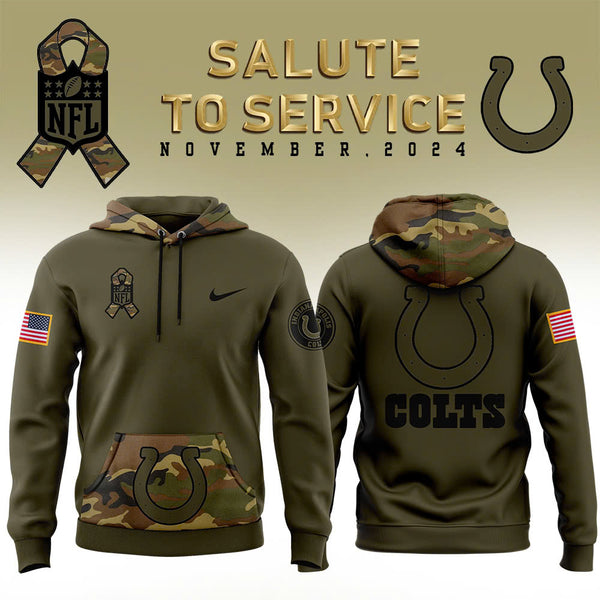 Men Indianapolis Colts Camo 2024 Salute to Service Club Fleece Pullover Hoodie