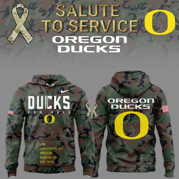 Oregon Football 2024 Salute to Service Club Fleece Pullover Hoodie