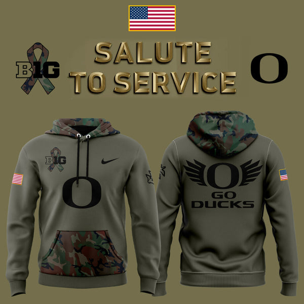 Oregon Football 2024 Salute to Service Club Fleece Pullover Hoodie