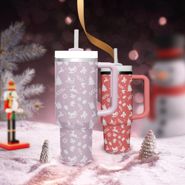 Nutcracker 40oz Cup with Handle, Christmas 40oz Tumbler, Reindeer 40oz Stainless Steel Tumbler With Lid and Straw, Christmas Tumbler