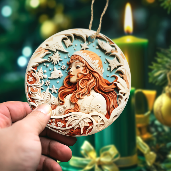 Christmas Winter Girl 3D Printed Ornament, Holiday 3D Print Christmas Tree Ornaments, 2023 Christmas Gift Decoration, Holiday Gift