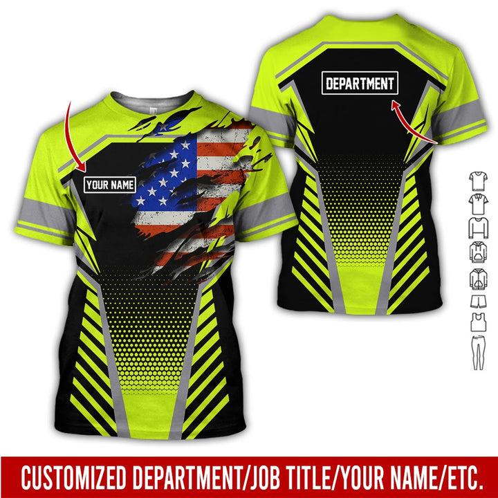 Personalized Name And Flag Workwear Style All Over Printed Clothes ND685