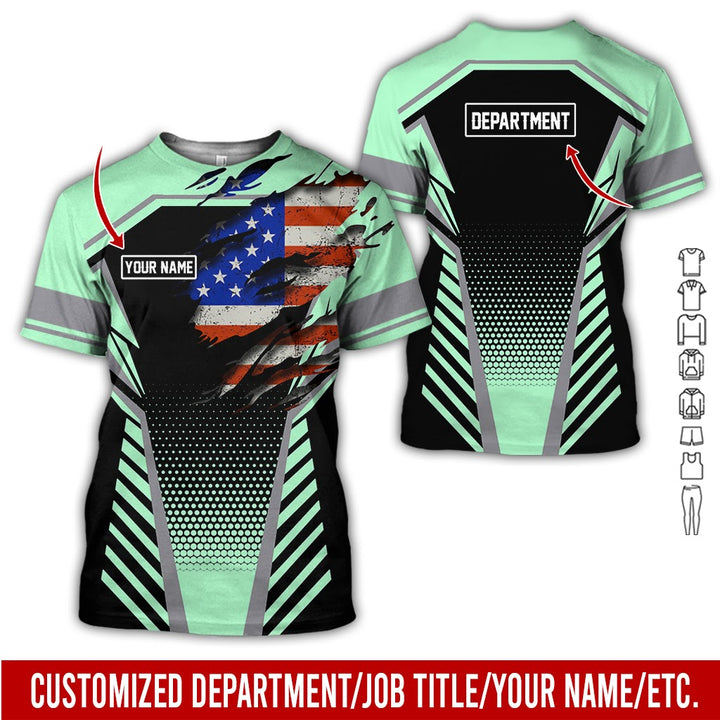 Personalized Name And Flag Workwear Style All Over Printed Clothes ND685
