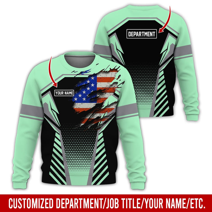 Personalized Name And Flag Workwear Style All Over Printed Clothes ND685