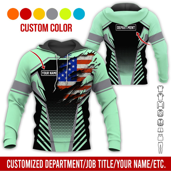 Personalized Name And Flag Workwear Style All Over Printed Clothes ND685