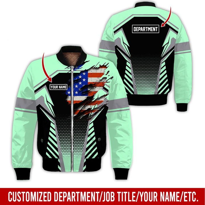 Personalized Name And Flag Workwear Style All Over Printed Clothes ND685