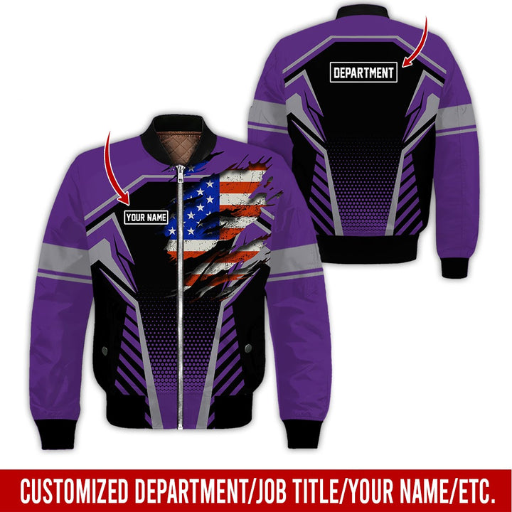 Personalized Name And Flag Workwear Style All Over Printed Clothes ND685