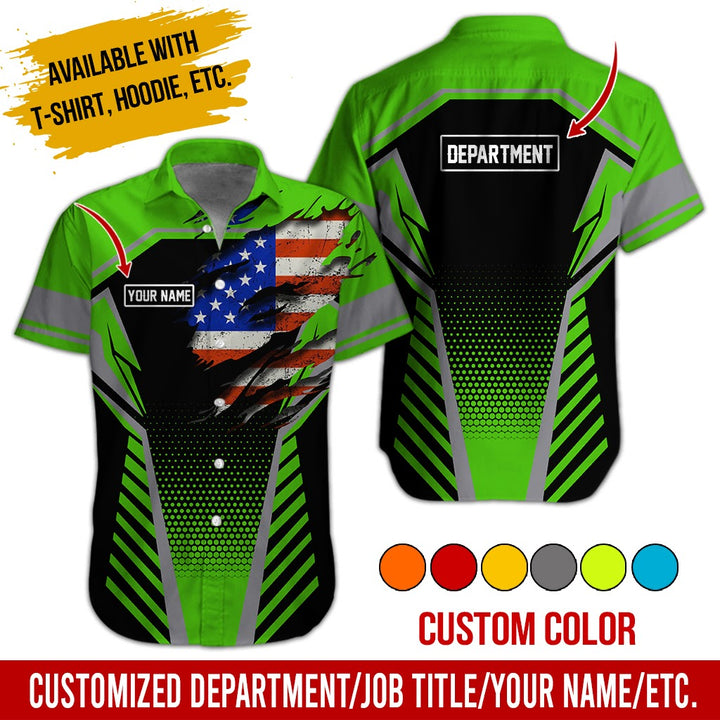 Personalized Name And Flag Workwear Style All Over Printed Clothes ND685