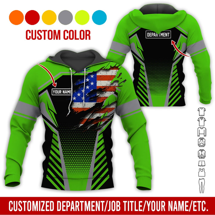 Personalized Name And Flag Workwear Style All Over Printed Clothes ND685