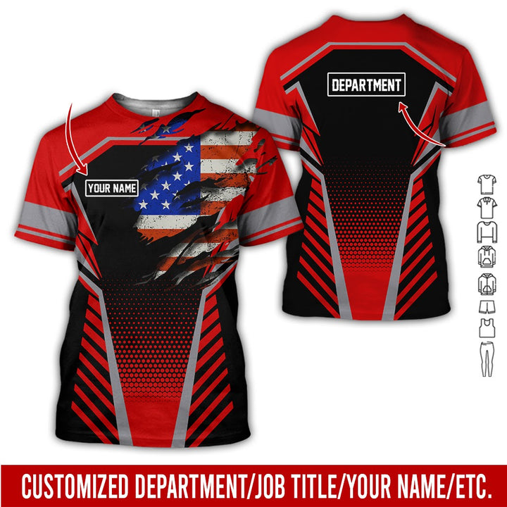 Personalized Name And Flag Workwear Style All Over Printed Clothes ND685