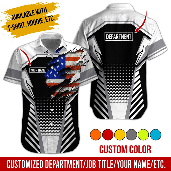 Personalized Name And Flag Workwear Style All Over Printed Clothes ND685