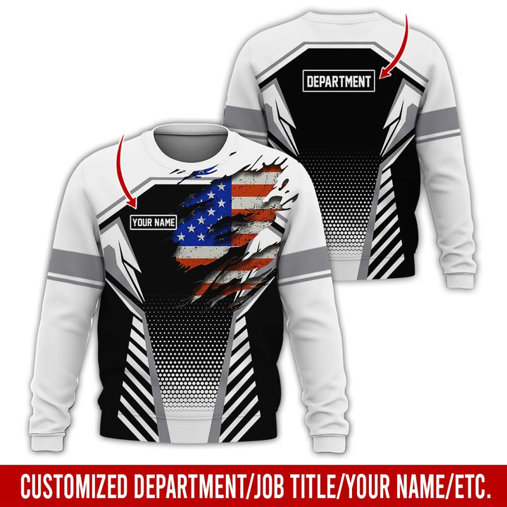 Personalized Name And Flag Workwear Style All Over Printed Clothes ND685