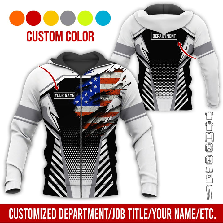 Personalized Name And Flag Workwear Style All Over Printed Clothes ND685