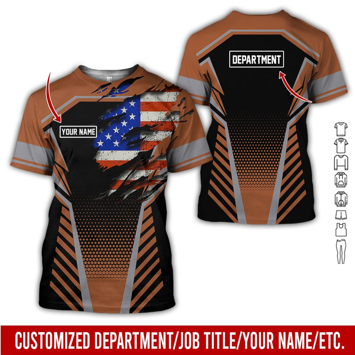 Personalized Name And Flag Workwear Style All Over Printed Clothes ND685