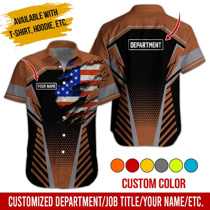 Personalized Name And Flag Workwear Style All Over Printed Clothes ND685