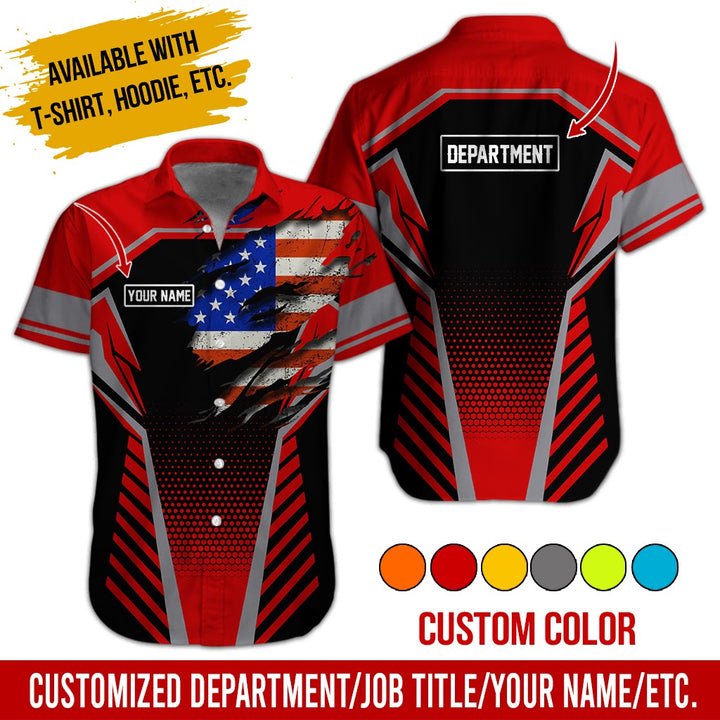 Personalized Name And Flag Workwear Style All Over Printed Clothes ND685