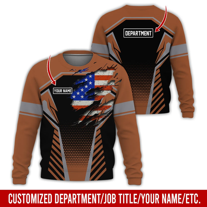 Personalized Name And Flag Workwear Style All Over Printed Clothes ND685