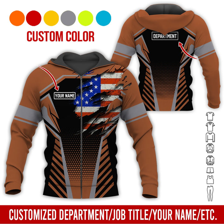 Personalized Name And Flag Workwear Style All Over Printed Clothes ND685