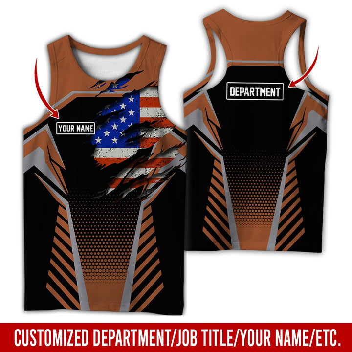 Personalized Name And Flag Workwear Style All Over Printed Clothes ND685