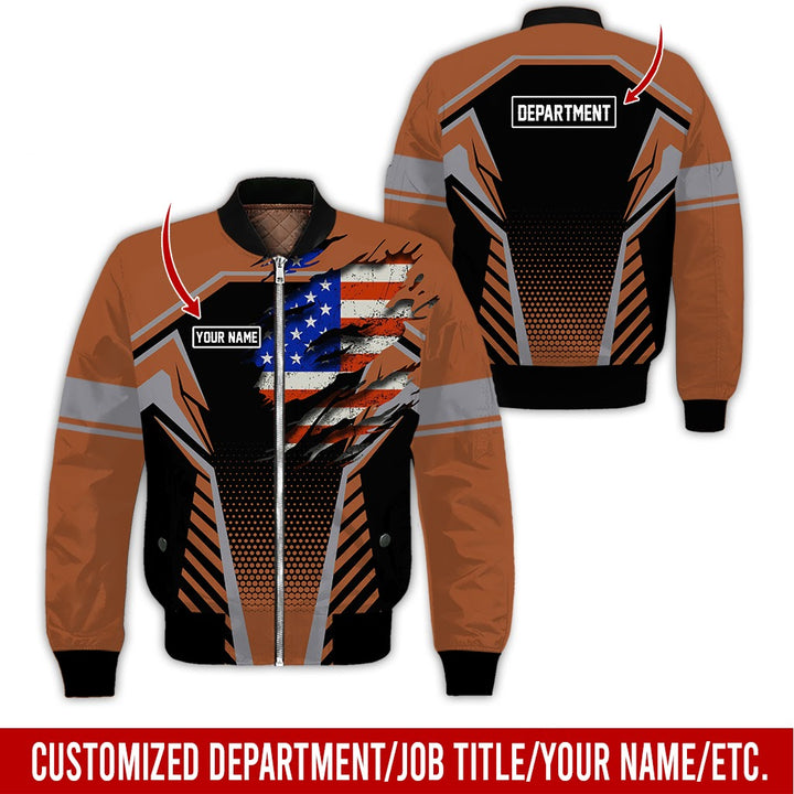 Personalized Name And Flag Workwear Style All Over Printed Clothes ND685