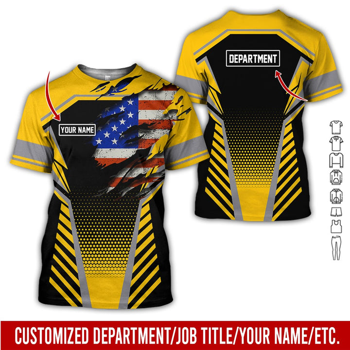 Personalized Name And Flag Workwear Style All Over Printed Clothes ND685